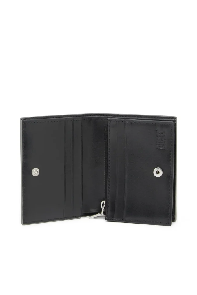 1DR bi fold iii Portefeuille à deux volets en cuir miroir