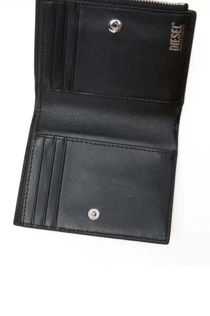 1DR bi-fold zip ii Petit portefeuille en cuir avec plaque logo
