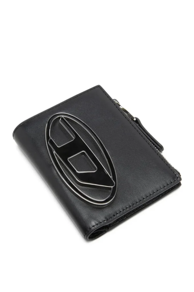 1DR bi-fold zip ii Petit portefeuille en cuir avec plaque logo
