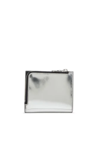 1DR bi fold zip l Porte-cartes à deux volets en cuir miroir