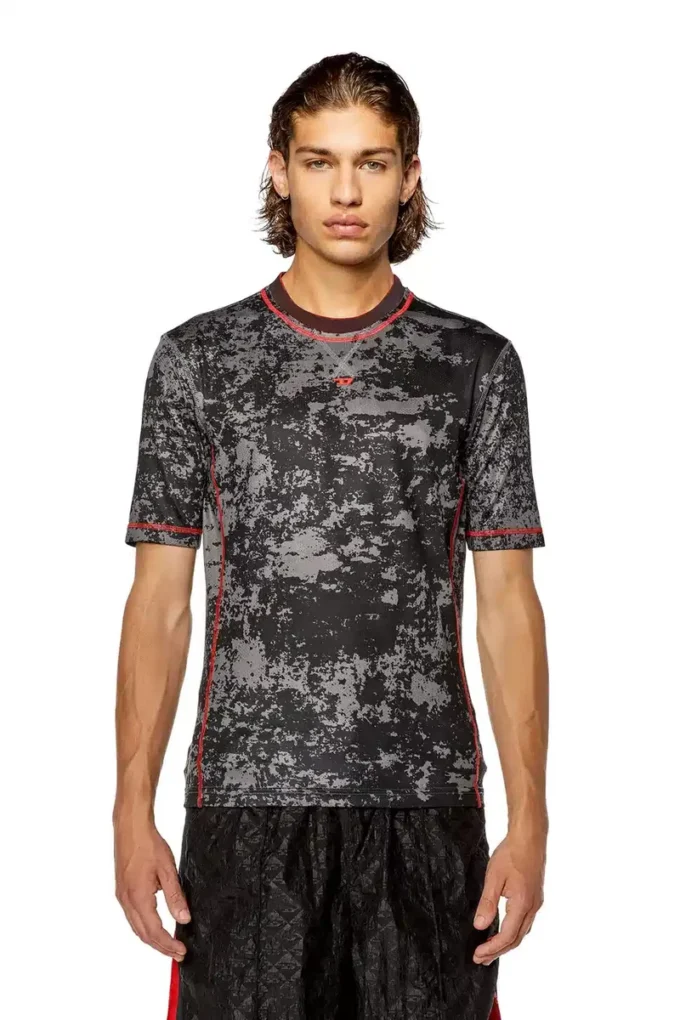 amtee-gael-wt28 T-shirt jacquard camouflage avec imprimé nuageux