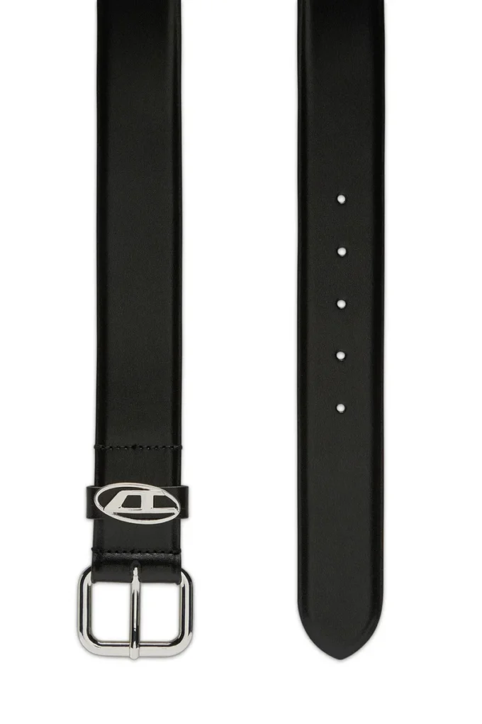 b-1dr boucle ovale en D 3,9 cm ceinture en cuir ornée d&rsquo;une plaque logo
