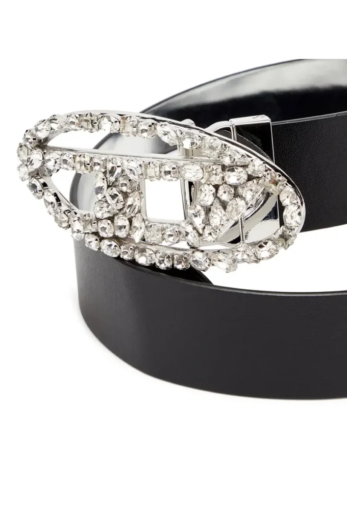 b-1dr w rev 4 cm Ceinture réversible en cuir avec boucle en cristal