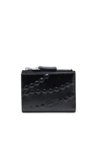 bi-fold zip ii Portefeuille en cuir avec motif chaîne en relief