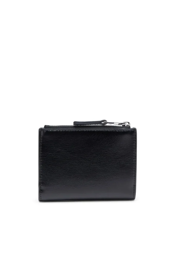 bi-fold zip ii Portefeuille en cuir avec motif chaîne en relief