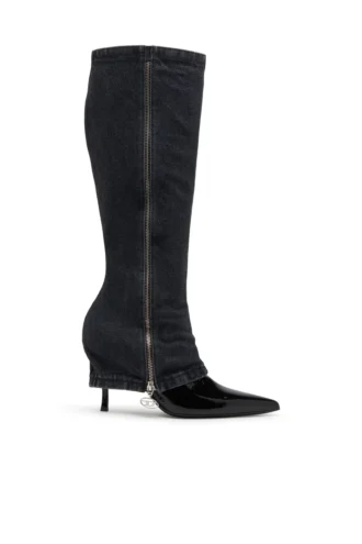 Bottes torsadées D-Venus Bottes au genou D-Venus-Stiletto avec effet trompe-l&rsquo;œil jean