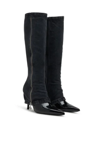 Bottes torsadées D-Venus Bottes au genou D-Venus-Stiletto avec effet trompe-l&rsquo;œil jean