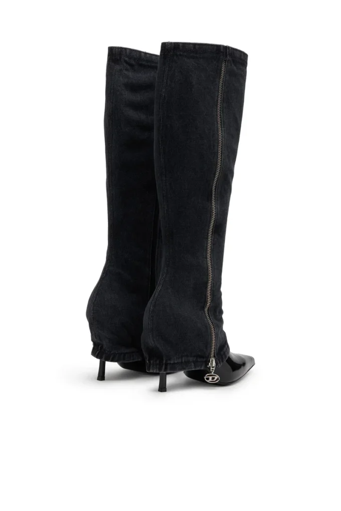 Bottes torsadées D-Venus Bottes au genou D-Venus-Stiletto avec effet trompe-l&rsquo;œil jean