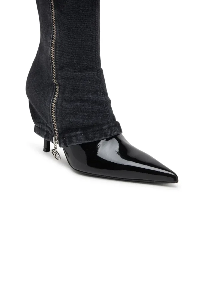 Bottes torsadées D-Venus Bottes au genou D-Venus-Stiletto avec effet trompe-l&rsquo;œil jean