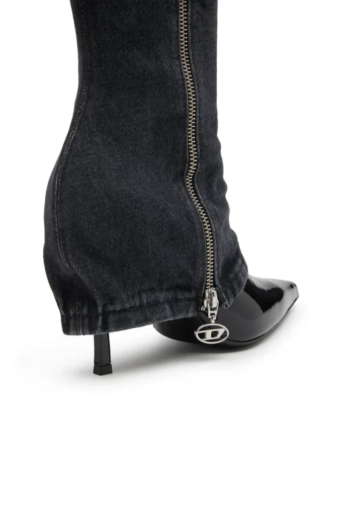 Bottes torsadées D-Venus Bottes au genou D-Venus-Stiletto avec effet trompe-l&rsquo;œil jean