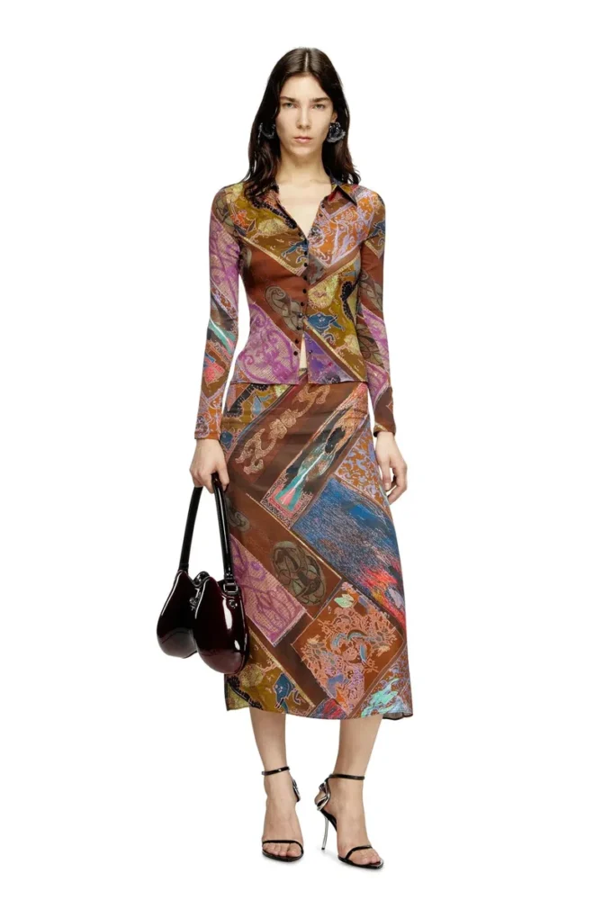 c-amelia Chemise en viscose stretch avec imprimé héraldique