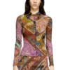 c-amelia Chemise en viscose stretch avec imprimé héraldique
