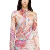 c-amelia Chemise en viscose stretch avec imprimé héraldique