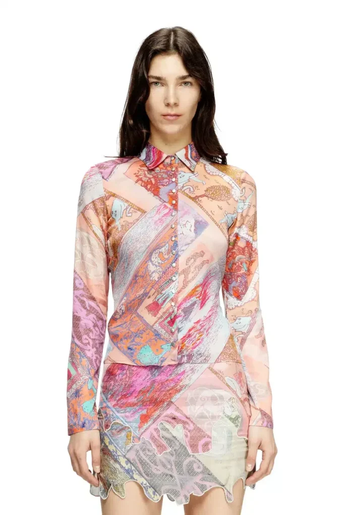 c-amelia Chemise en viscose stretch avec imprimé héraldique