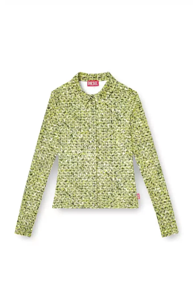 c-elaz-bc Chemise en tissu stretch avec imprimé bouclé