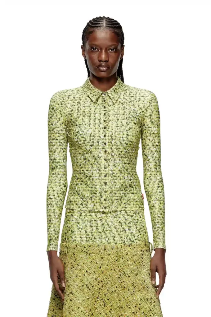 c-elaz-bc Chemise en tissu stretch avec imprimé bouclé