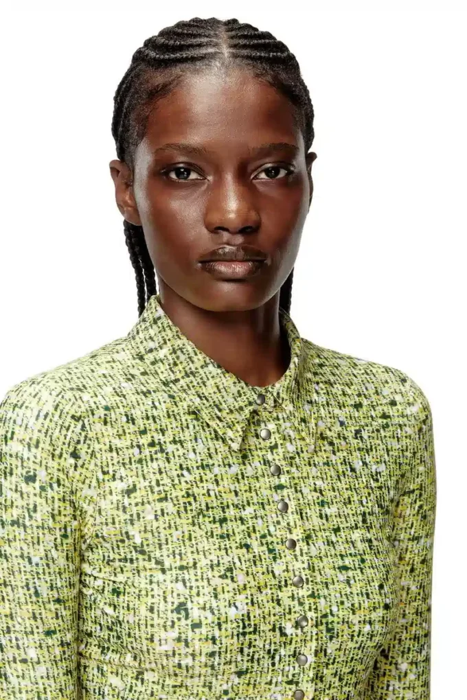 c-elaz-bc Chemise en tissu stretch avec imprimé bouclé