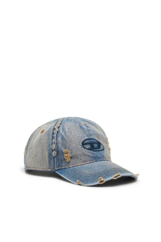 c-enic Casquette en denim avec détails effilochés et logo brodé