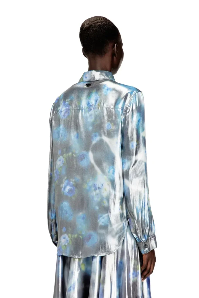 c-ronor-s2 Chemise métallisée avec imprimé roses floues