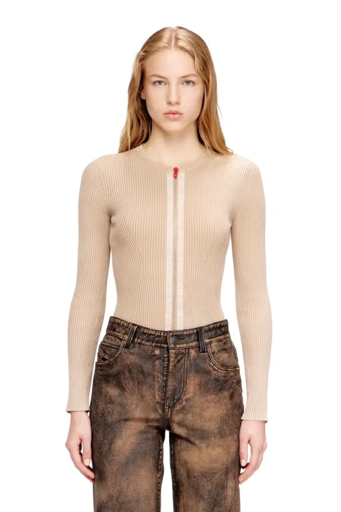 Cardigan zippé m-gilde en coton côtelé