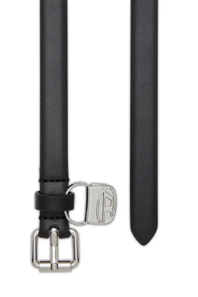Ceinture fine en cuir 1,4 cm avec breloque sac 1DR