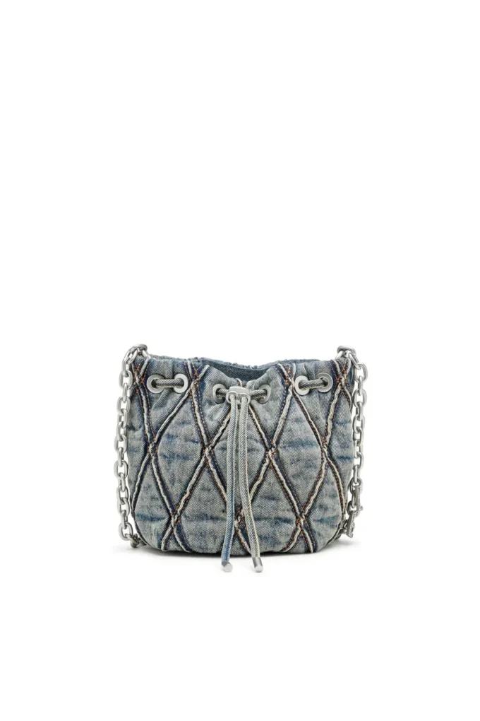 charm-d bucket s Sac seau Charm-D S-Mini en denim matelassé à motif argyle