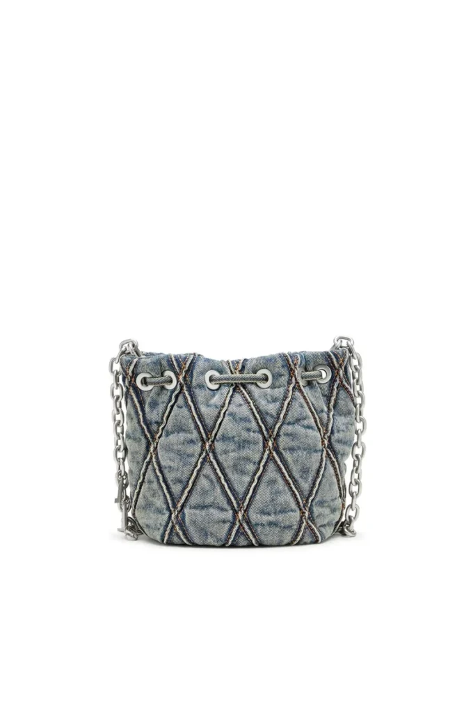 charm-d bucket s Sac seau Charm-D S-Mini en denim matelassé à motif argyle