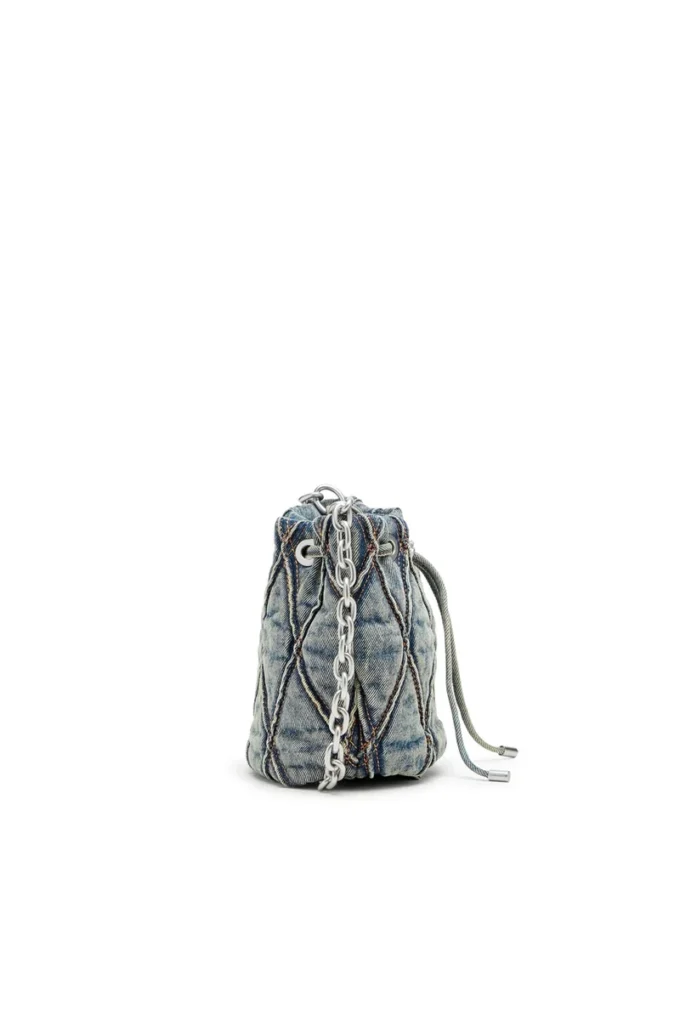 charm-d bucket s Sac seau Charm-D S-Mini en denim matelassé à motif argyle