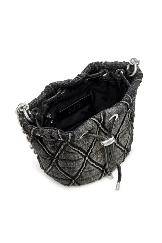 charm-d bucket s Sac seau Charm-D S-Mini en denim matelassé traité