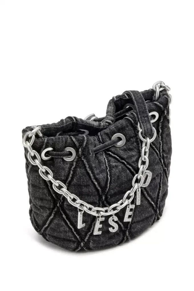 charm-d bucket s Sac seau Charm-D S-Mini en denim matelassé traité