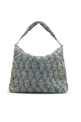 charm-d sac hobo Sac hobo Charm-D-Large en denim matelassé à motif argyle