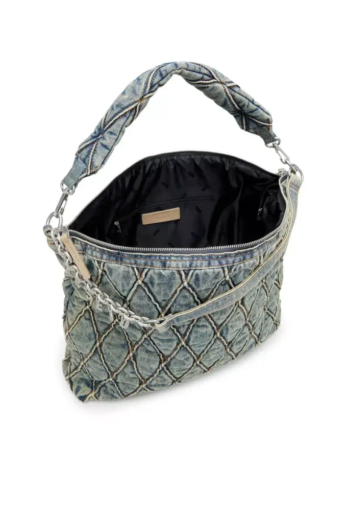 charm-d sac hobo Sac hobo Charm-D-Large en denim matelassé à motif argyle