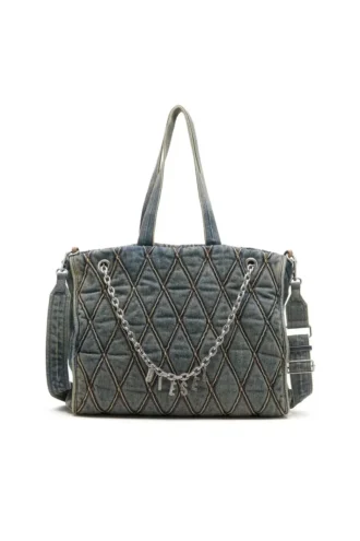 charm-d shopper Sac Charm-D-Tote en denim matelassé à motif argyle