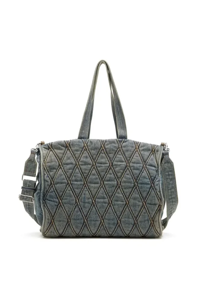 charm-d shopper Sac Charm-D-Tote en denim matelassé à motif argyle