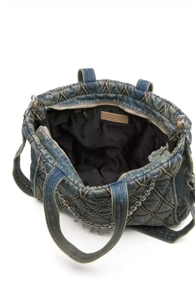 charm-d shopper Sac Charm-D-Tote en denim matelassé à motif argyle