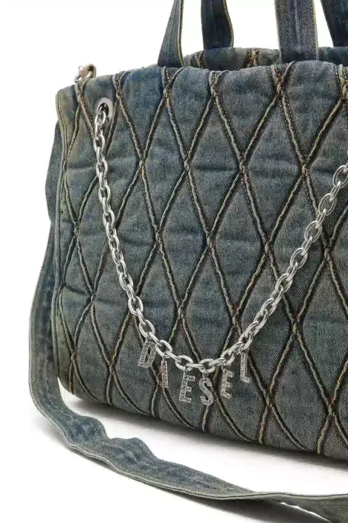 charm-d shopper Sac Charm-D-Tote en denim matelassé à motif argyle