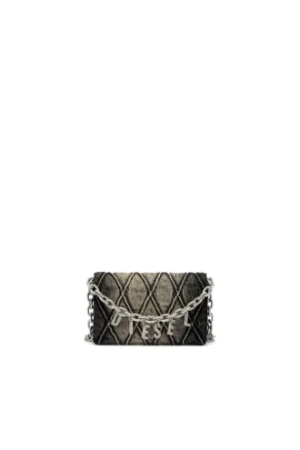 Charm-D wallet strap Portefeuille en denim matelassé à motif argyle