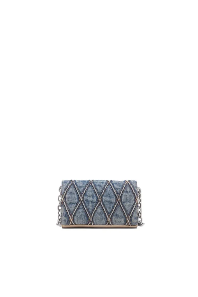 Charm-D wallet strap Portefeuille en denim matelassé à motif argyle