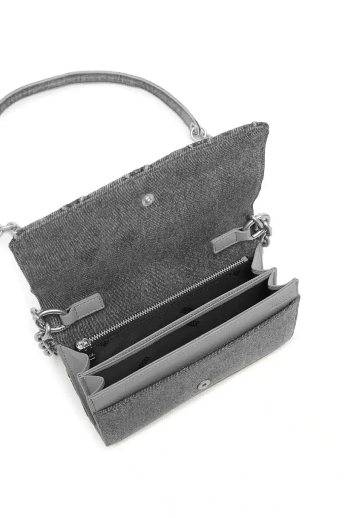 Charm-D wallet strap Portefeuille en denim matelassé à motif argyle
