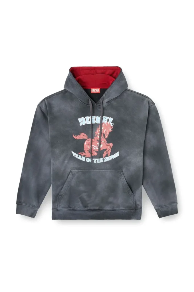 cl-s-boxt-hood-horse Sweat à capuche tie-dye avec imprimé graphique cheval