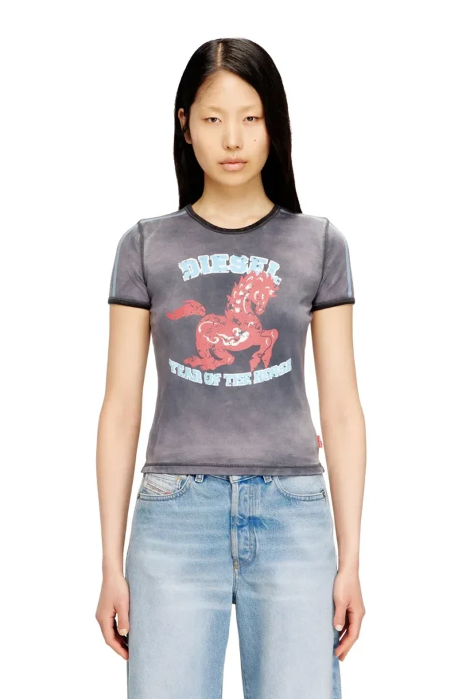 cl-t-uncutie-horse T-shirt en coton stretch avec imprimé graphique cheval