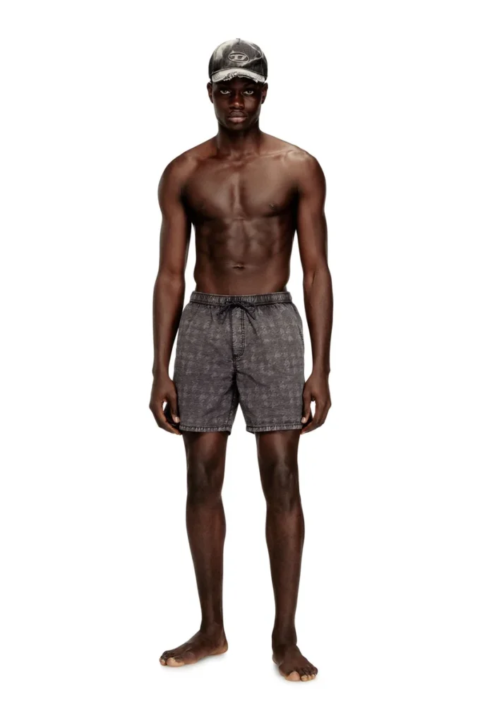 conor-43-dnm Short de bain à motif pied-de-poule délavé