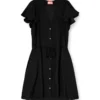 d-aikiri Robe en cupro avec col en V et boutons sur le devant