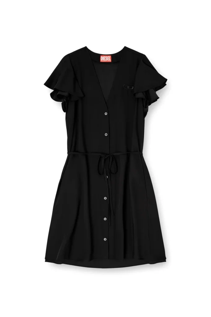 d-aikiri Robe en cupro avec col en V et boutons sur le devant