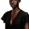 d-aikiri Robe en cupro avec col en V et boutons sur le devant