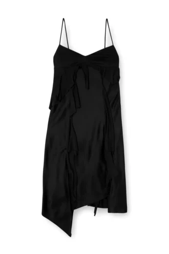 d-ancer Robe en satin à volants effilés