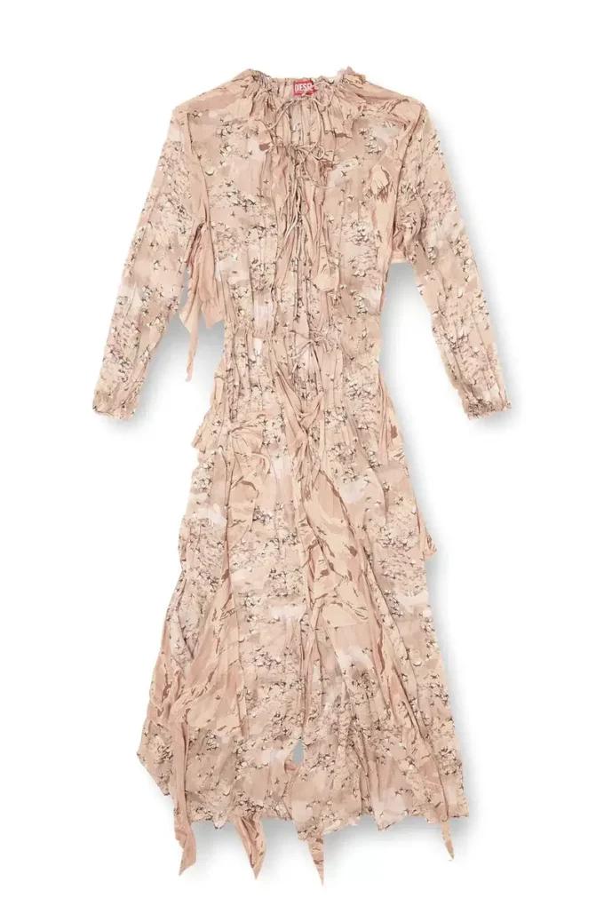d-azzling-r1 Robe longue à volants en mousseline camouflage