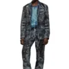 d-bla-dev-fse Blazer en denim dévoré à fines rayures