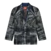 d-bla-dev-fse Blazer en denim dévoré à fines rayures