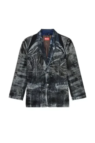 d-bla-dev-fse Blazer en denim dévoré à fines rayures